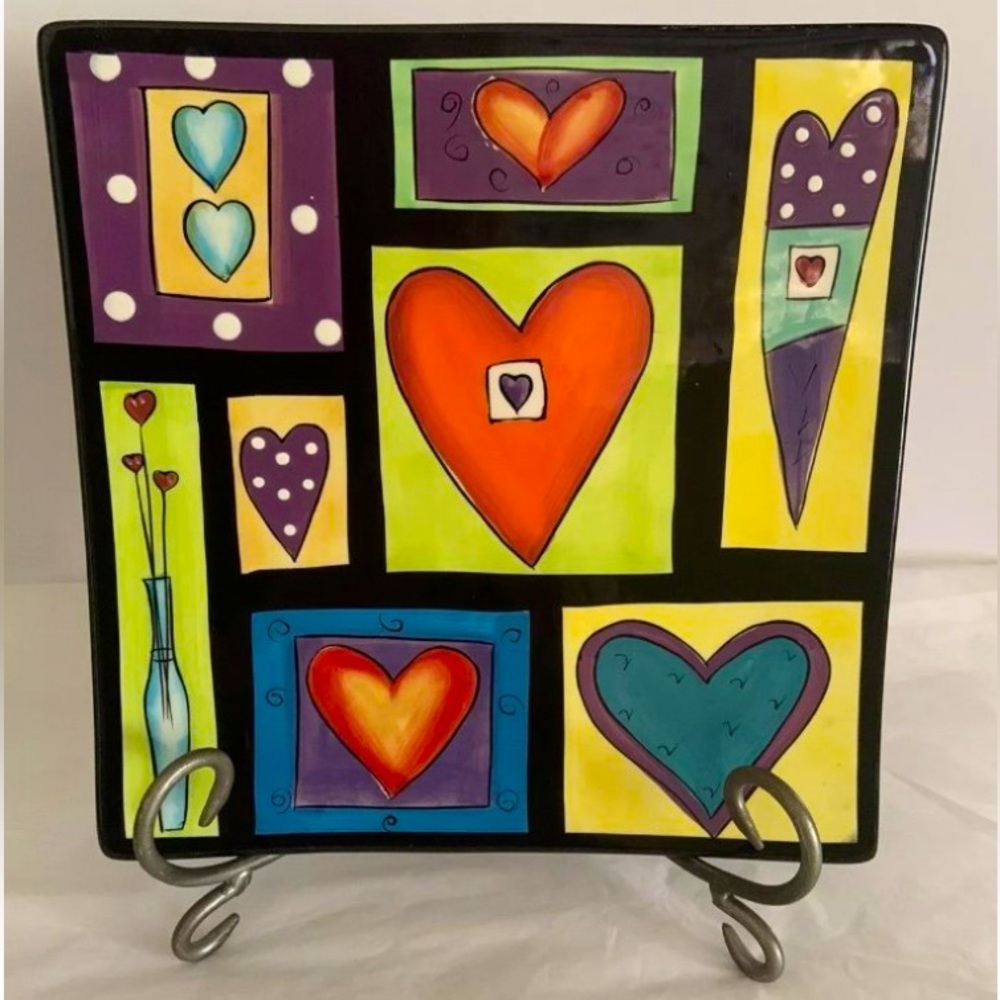 Naylor Designs Hand Painted Wall Or Table Top Heart Decorative Plate
